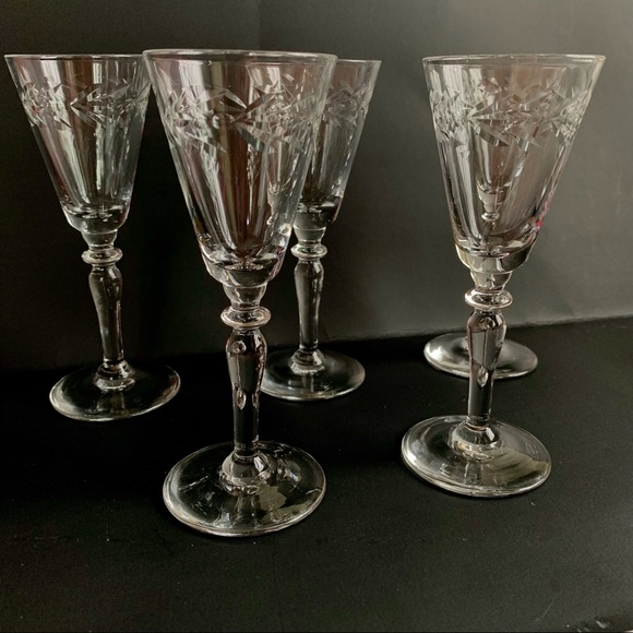 Rock Sharpe etched Leaves & Berries Etched Crystal Cordial Liquor glassses - Picture 5 of 16
